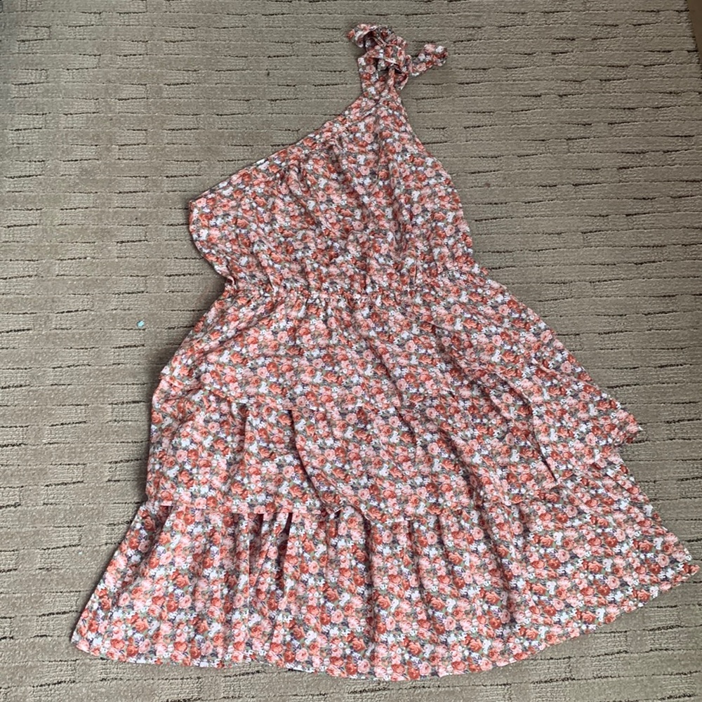 One Shoulder Floral Dress